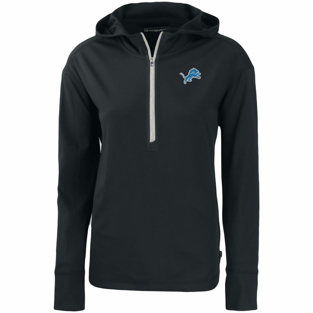 Detroit Lions Cutter & Buck Women's Primary Mark Daybreak Eco Recycled Half-Zip Hoodie Black - NFL