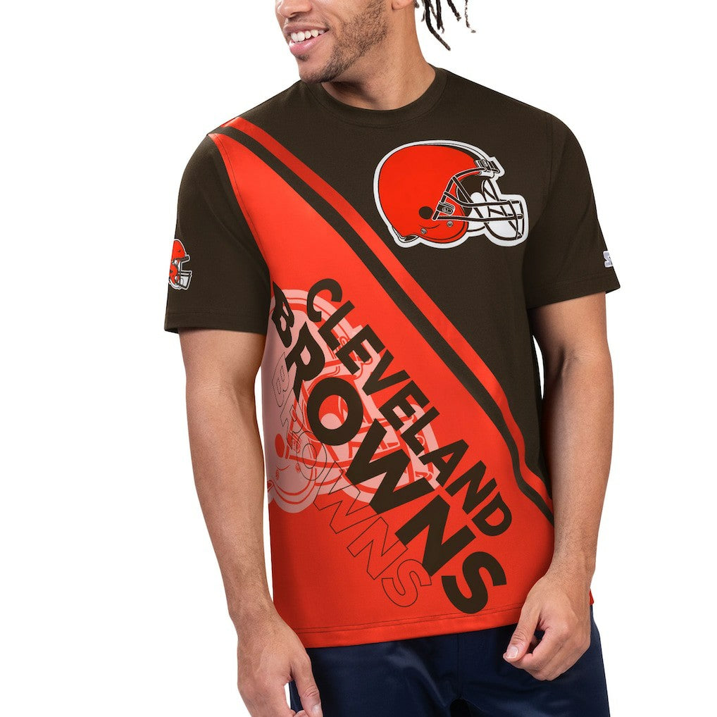 Cleveland Browns Starter Finish Line Extreme Graphic T-Shirt Brown/Orange - NFL