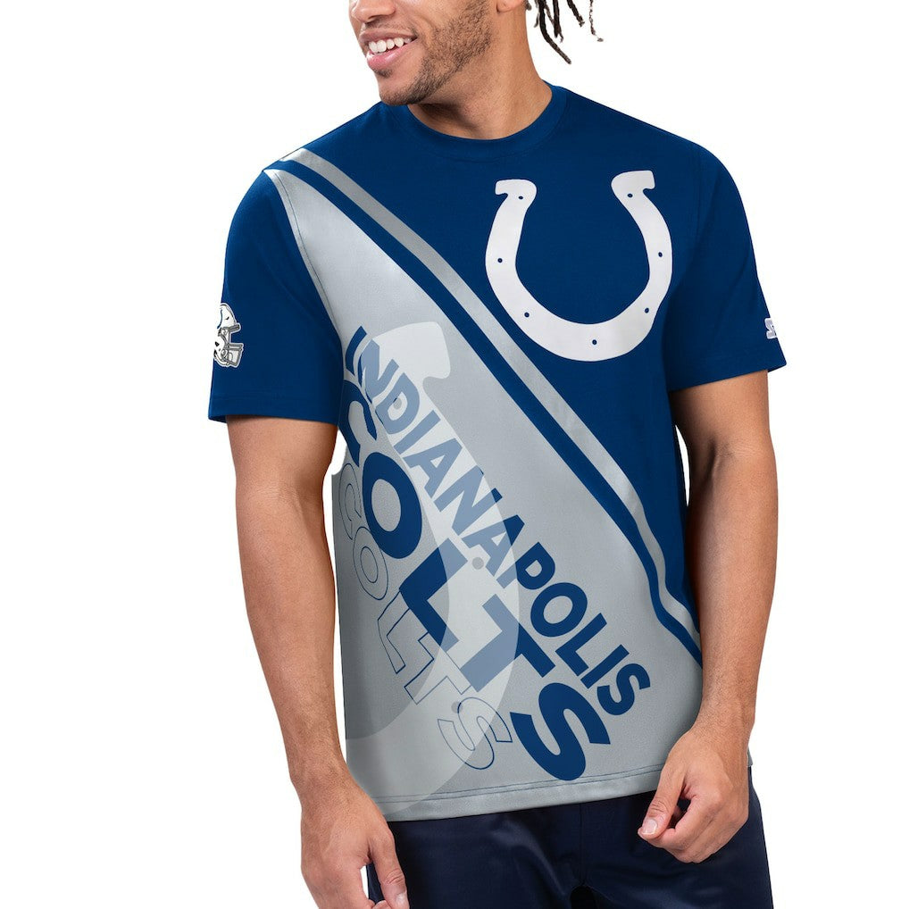 Indianapolis Colts Starter Finish Line Extreme Graphic T-Shirt Royal/White - NFL
