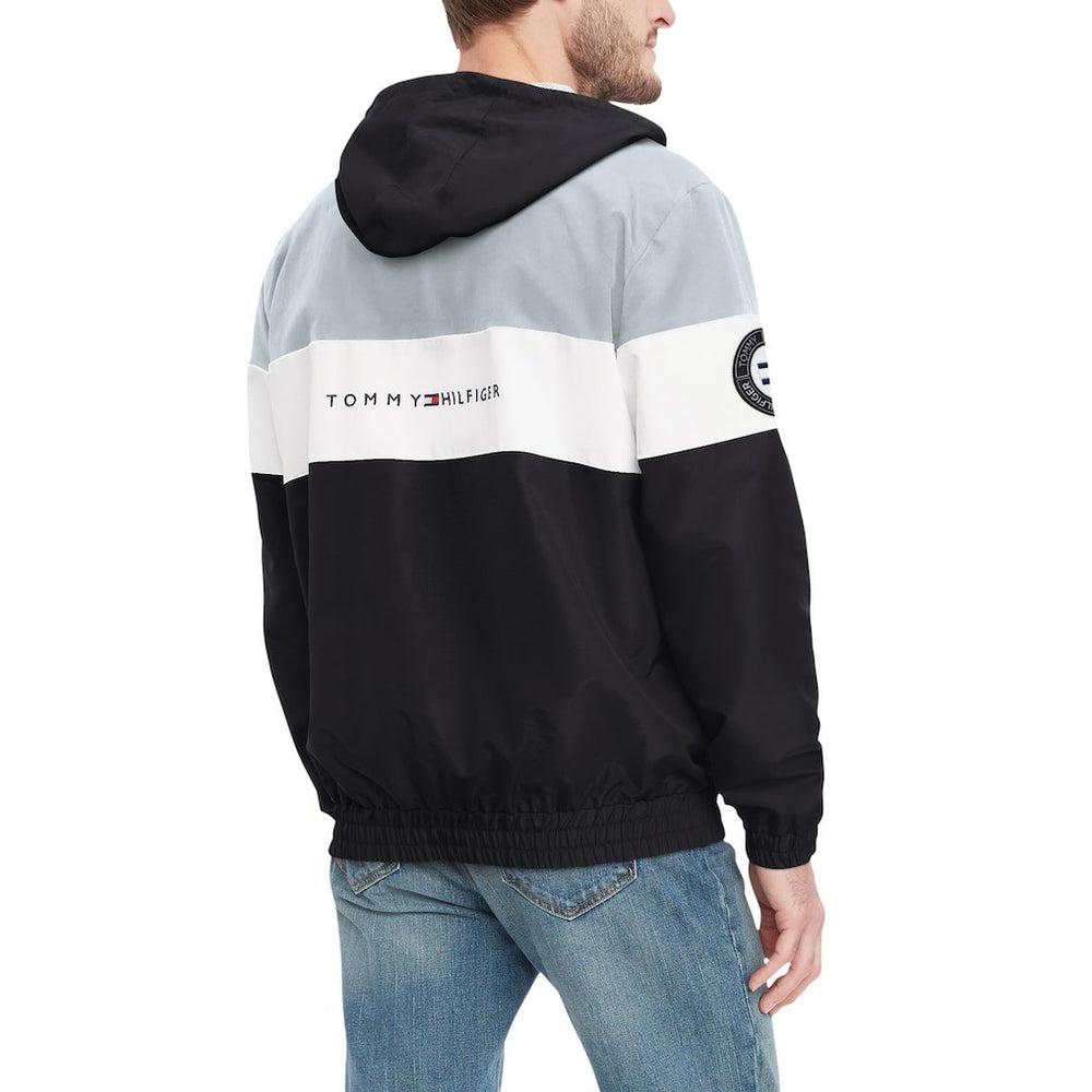 Las Vegas Raiders Tommy Hilfiger Enzo Half-Zip Hoodie Jacket Black/Silver - NFL