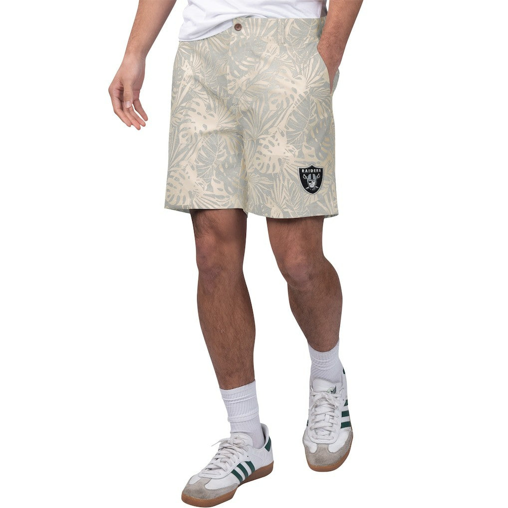 Las Vegas Raiders Margaritaville Sandwashed Monstera Print Amphib Shorts Gray - NFL