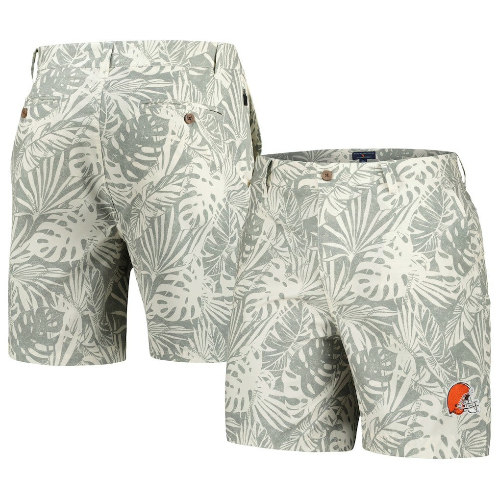 Cleveland Browns Margaritaville Sandwashed Monstera Print Amphib Shorts Gray - NFL