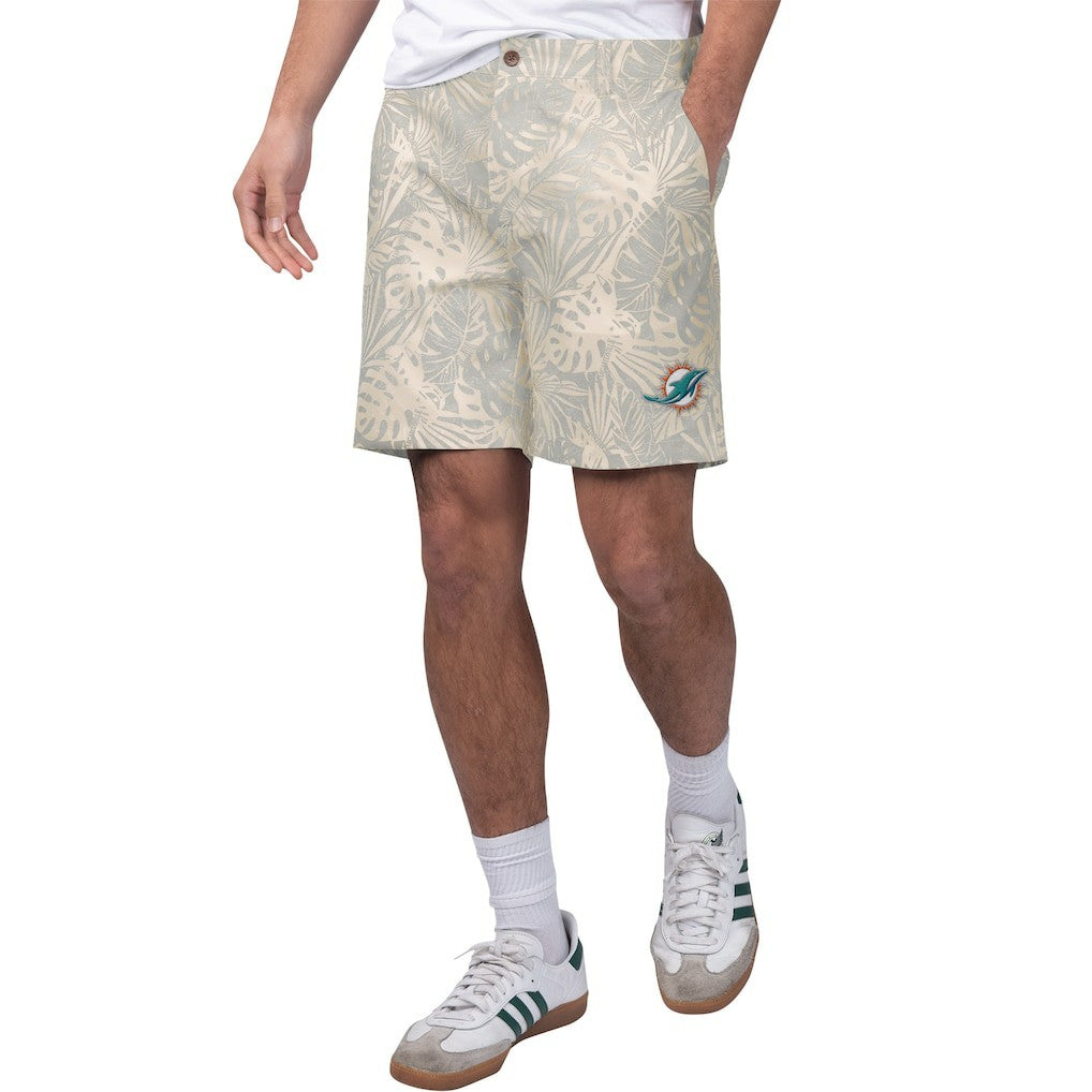 Miami Dolphins Margaritaville Sandwashed Monstera Print Amphib Shorts Gray - NFL