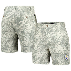 Pittsburgh Steelers Margaritaville Sandwashed Monstera Print Amphib Shorts Gray - NFL