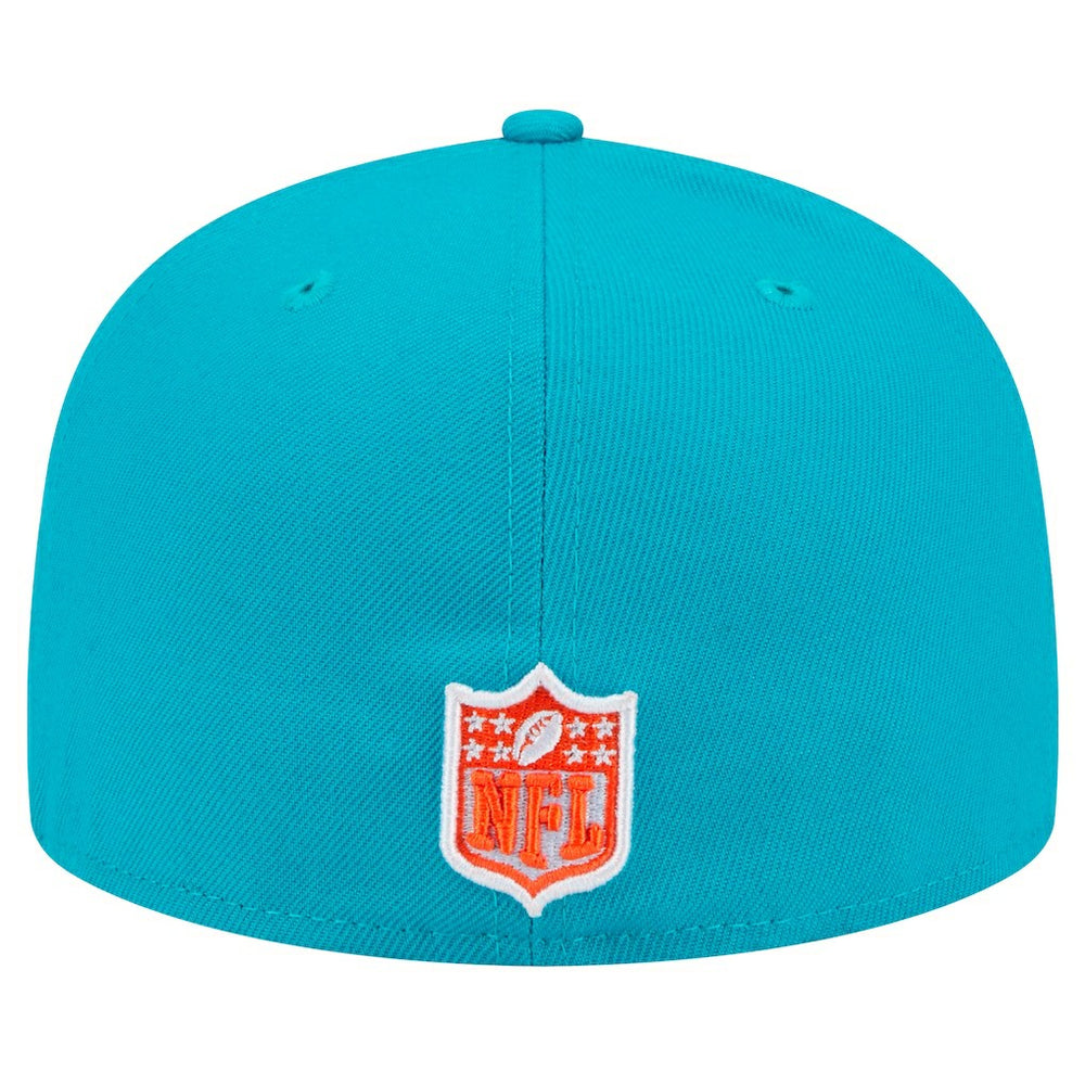 Miami Dolphins New Era Script Sided 59FIFTY Fitted Hat Aqua - NFL