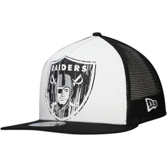 New Era Las Vegas Raiders Distressed 9FIFTY A-Frame Snapback Hat White/Black - NFL