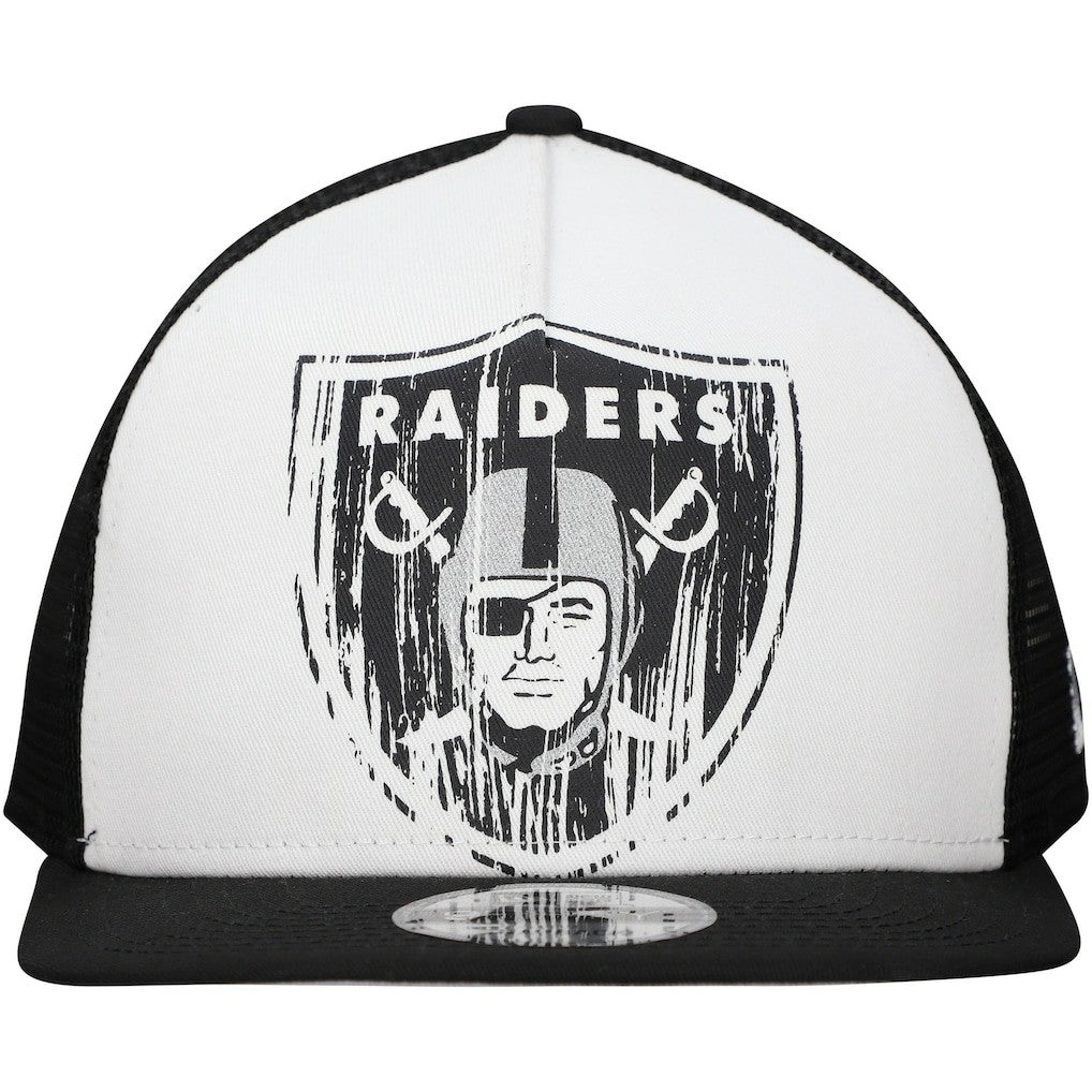 New Era Las Vegas Raiders Distressed 9FIFTY A-Frame Snapback Hat White/Black - NFL