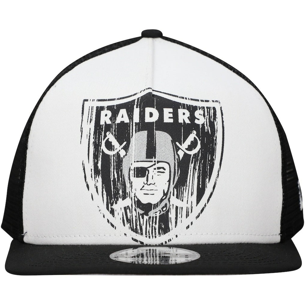 New Era Las Vegas Raiders Distressed 9FIFTY A-Frame Snapback Hat White/Black - NFL