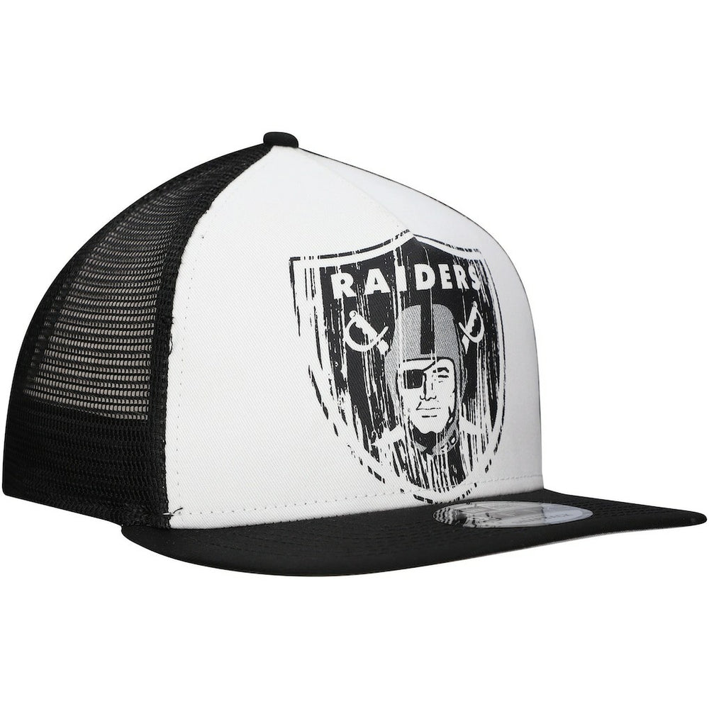 New Era Las Vegas Raiders Distressed 9FIFTY A-Frame Snapback Hat White/Black - NFL