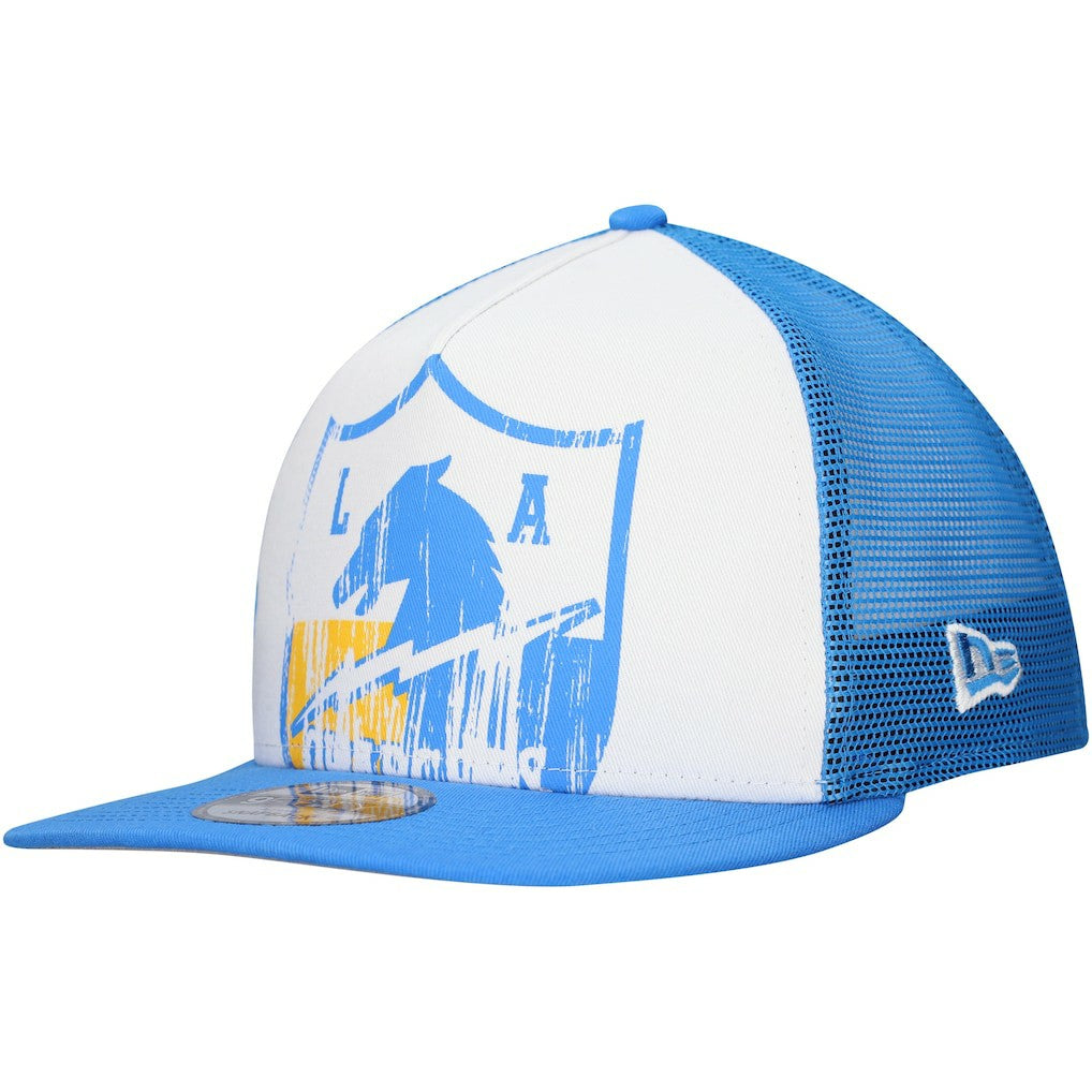 New Era Los Angeles Chargers Distressed 9FIFTY A-Frame Snapback Hat White/Powder Blue - NFL