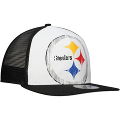 New Era Pittsburgh Steelers Distressed 9FIFTY A-Frame Snapback Hat White/Black - NFL