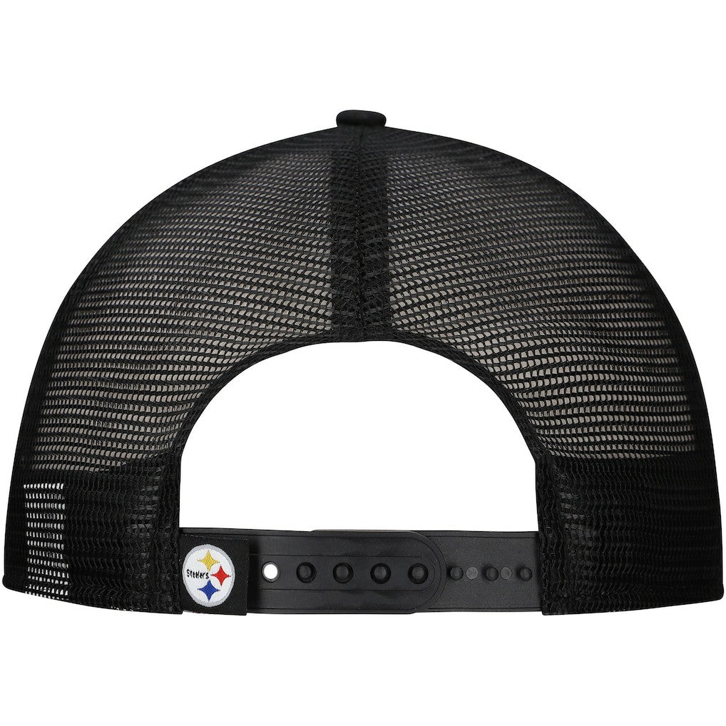 New Era Pittsburgh Steelers Distressed 9FIFTY A-Frame Snapback Hat White/Black - NFL