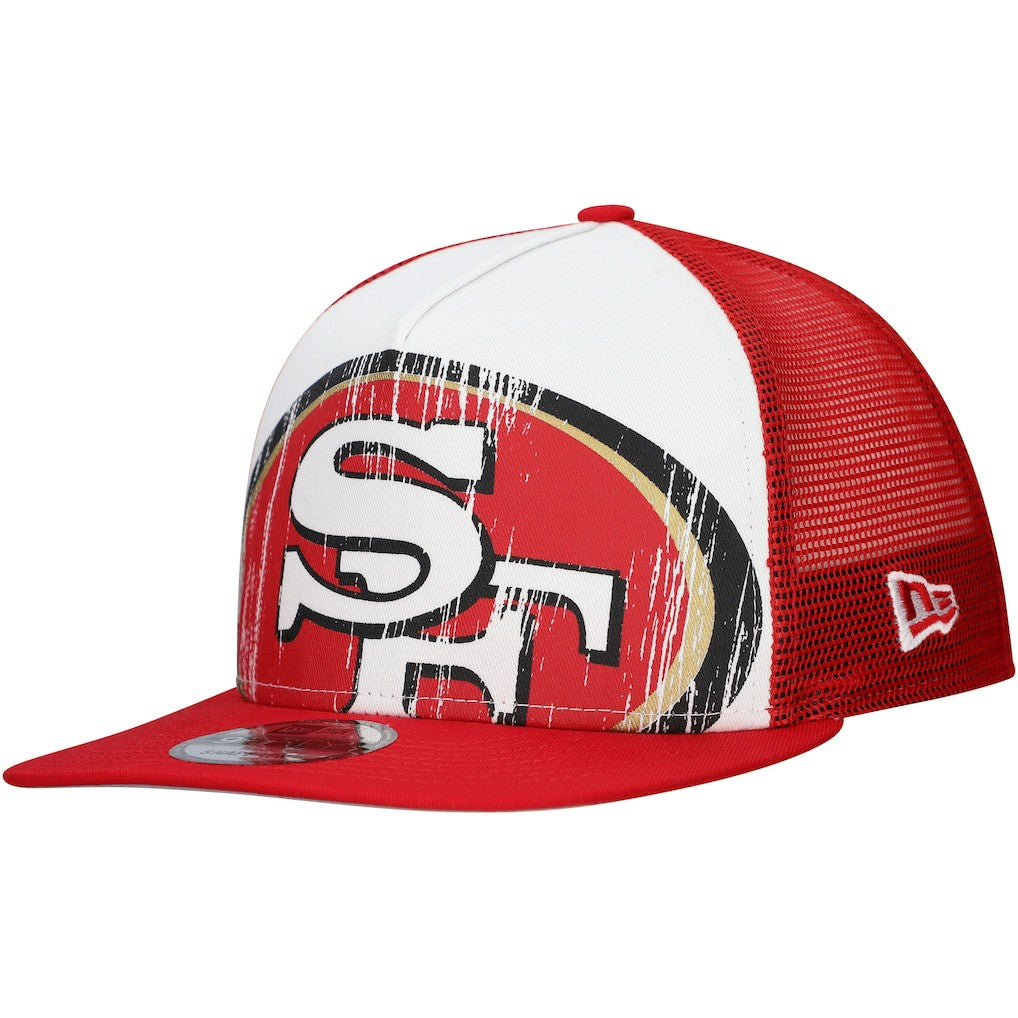 New Era San Francisco 49ers Distressed 9FIFTY A-Frame Snapback Hat White/Scarlet - NFL