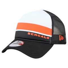 Cincinnati Bengals New Era Sport Night Color Block 9FORTY A-Frame Trucker Adjustable Hat White/Black - NFL