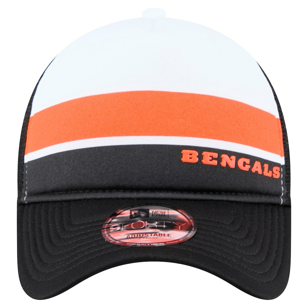 Cincinnati Bengals New Era Sport Night Color Block 9FORTY A-Frame Trucker Adjustable Hat White/Black - NFL