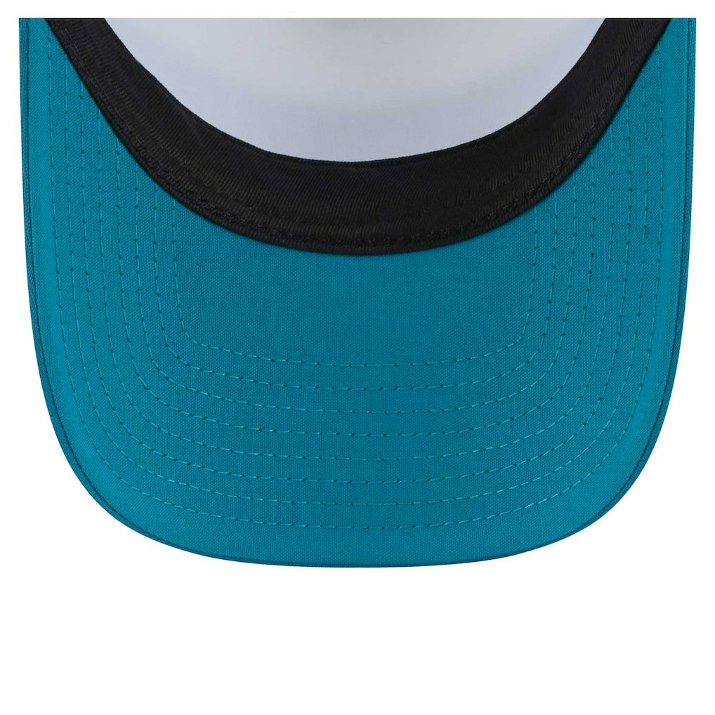 Jacksonville Jaguars New Era Color-Block 9FORTY A-Frame Trucker Adjustable Hat White/Teal - NFL
