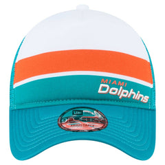 Miami Dolphins New Era Color-Block 9FORTY A-Frame Trucker Adjustable Hat White/Aqua - NFL