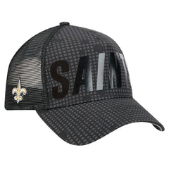 New Orleans Saints New Era Midnight Ink Tonal Text A-Frame Trucker 9FORTY Adjustable Hat Black - NFL