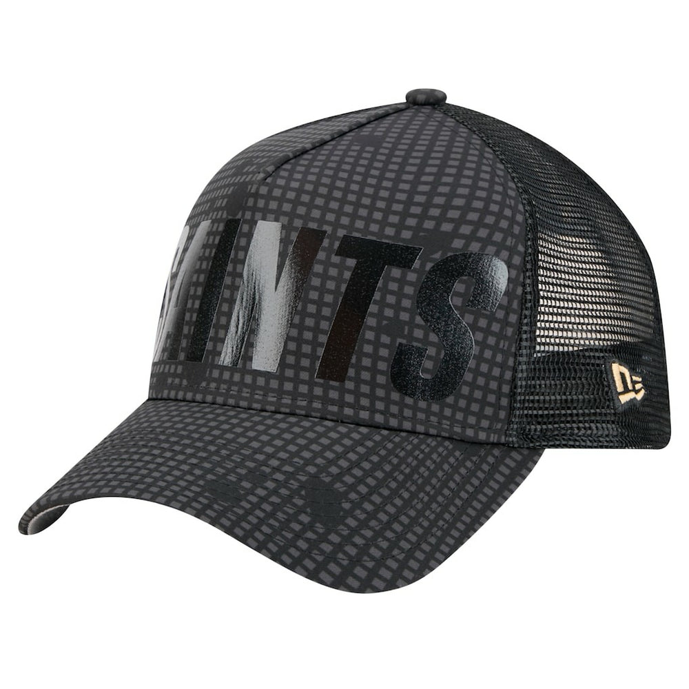New Orleans Saints New Era Midnight Ink Tonal Text A-Frame Trucker 9FORTY Adjustable Hat Black - NFL