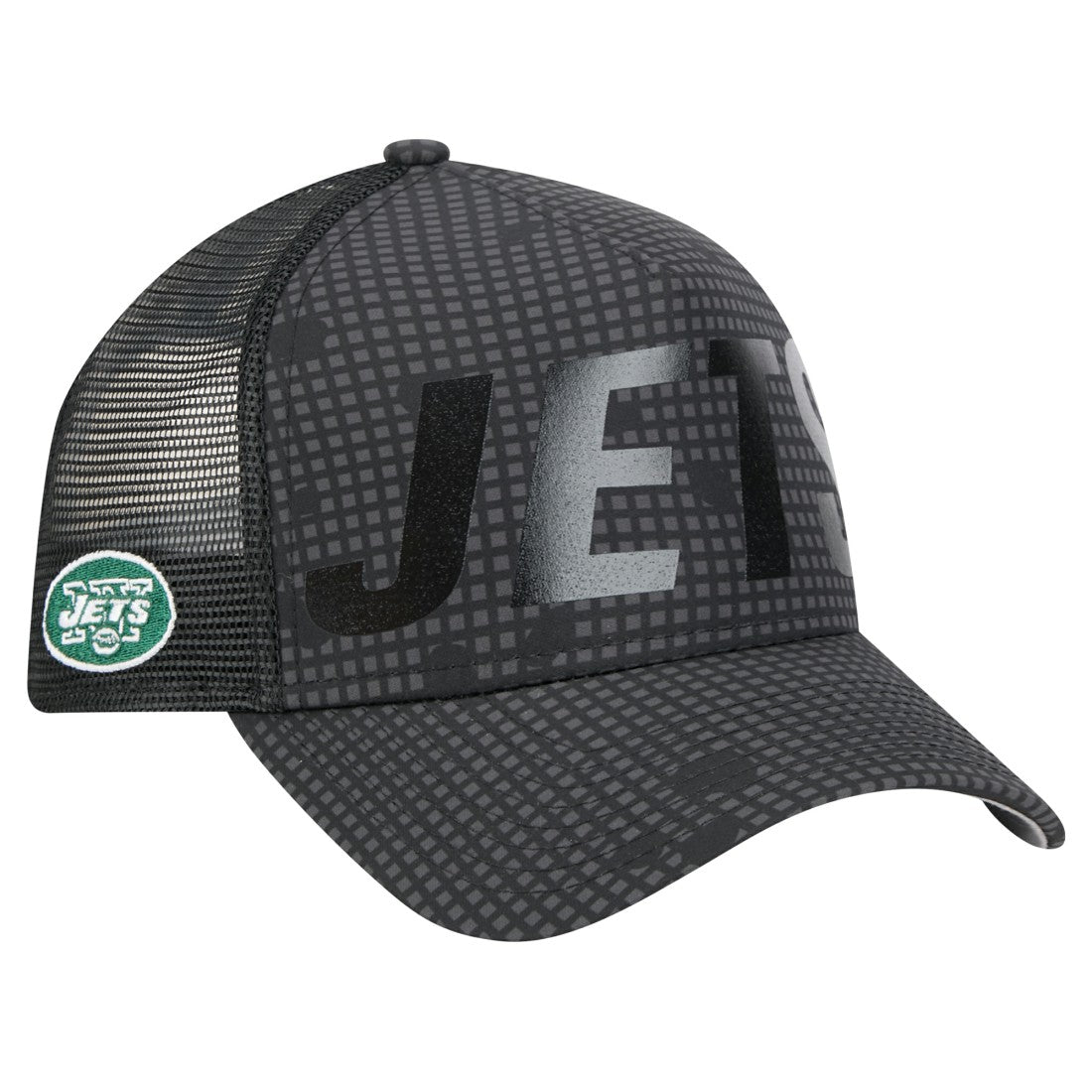 New York Jets New Era Throwback Midnight Ink Tonal Text A-Frame Trucker 9FORTY Adjustable Hat Black - NFL