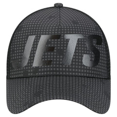 New York Jets New Era Throwback Midnight Ink Tonal Text A-Frame Trucker 9FORTY Adjustable Hat Black - NFL