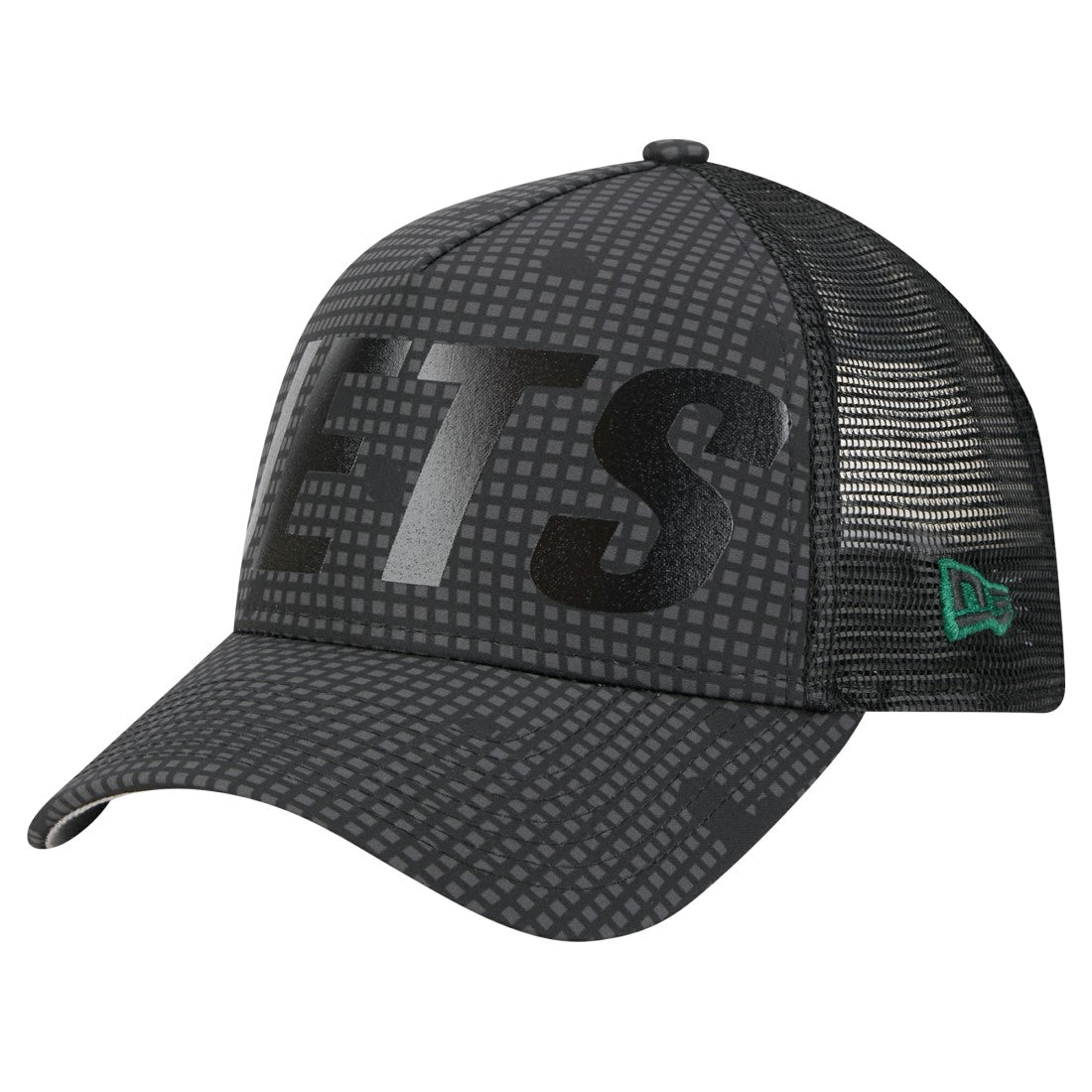 New York Jets New Era Throwback Midnight Ink Tonal Text A-Frame Trucker 9FORTY Adjustable Hat Black - NFL