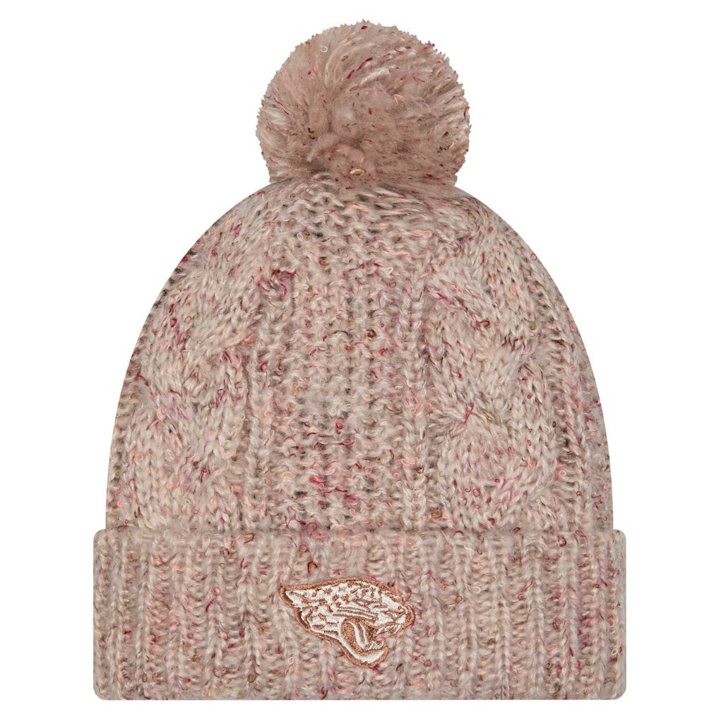 Jacksonville Jaguars New Era Women's Trendy Tone Cuffed Knit Hat with Pom Stone - NFL