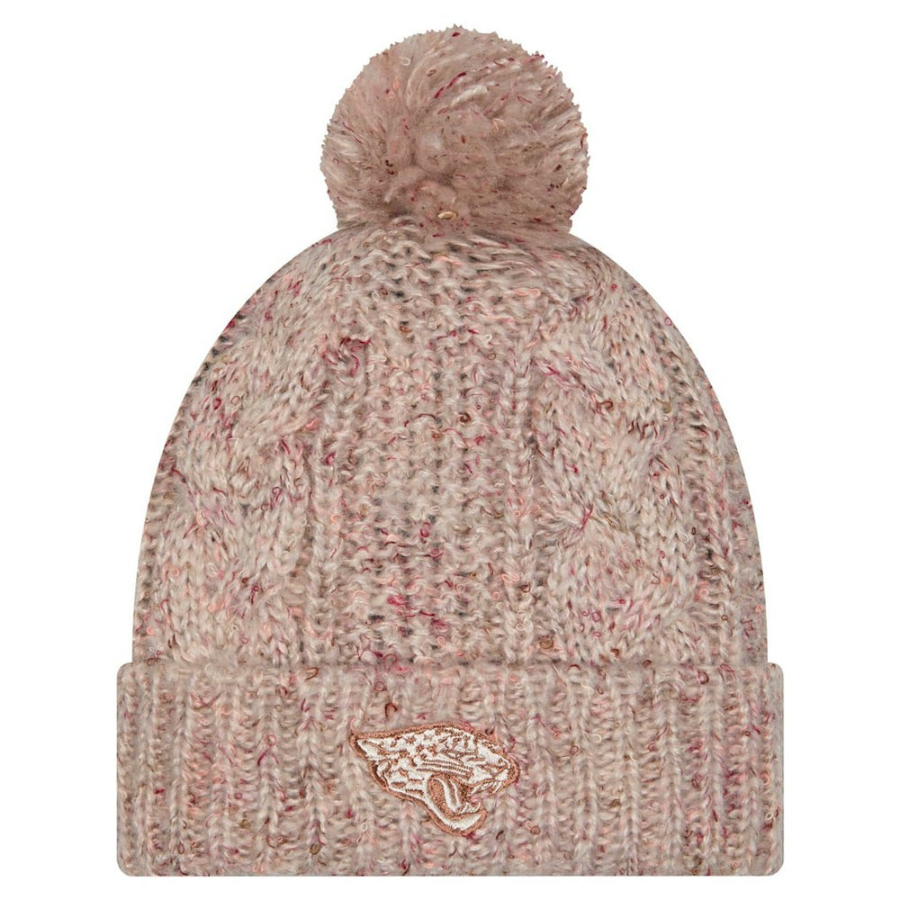 Jacksonville Jaguars New Era Women's Trendy Tone Cuffed Knit Hat with Pom Stone - NFL