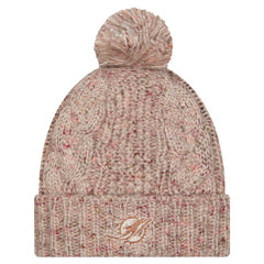 Miami Dolphins New Era Women's Trendy Tone Cuffed Knit Hat with Pom Stone - NFL