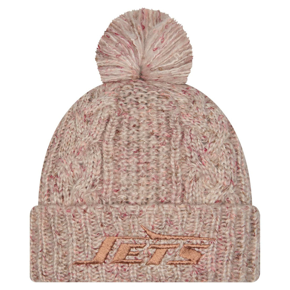 New York Jets New Era Women's Trendy Tone Cuffed Knit Hat with Pom Stone - NFL