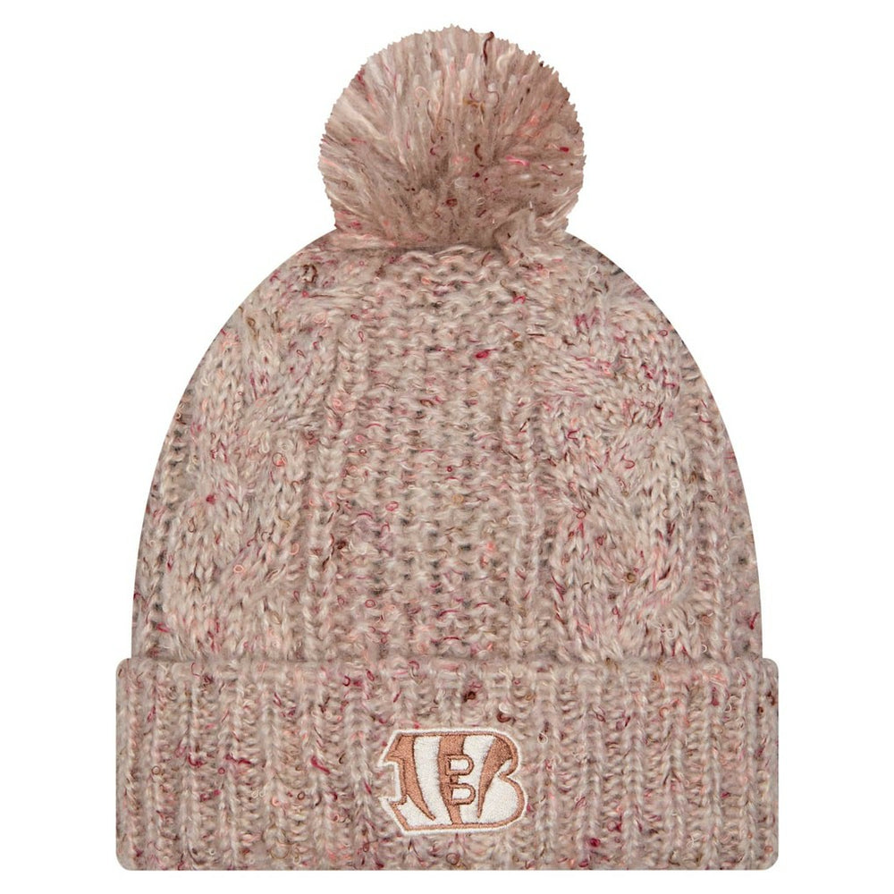 Cincinnati Bengals New Era Women's Trendy Tone Cuffed Knit Hat with Pom Stone - NFL