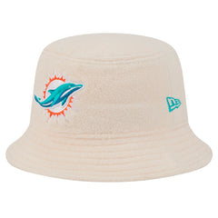 Miami Dolphins New Era Women's Cozy Sherpa Bucket Hat Cream - NFL