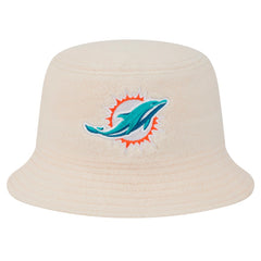 Miami Dolphins New Era Women's Cozy Sherpa Bucket Hat Cream - NFL