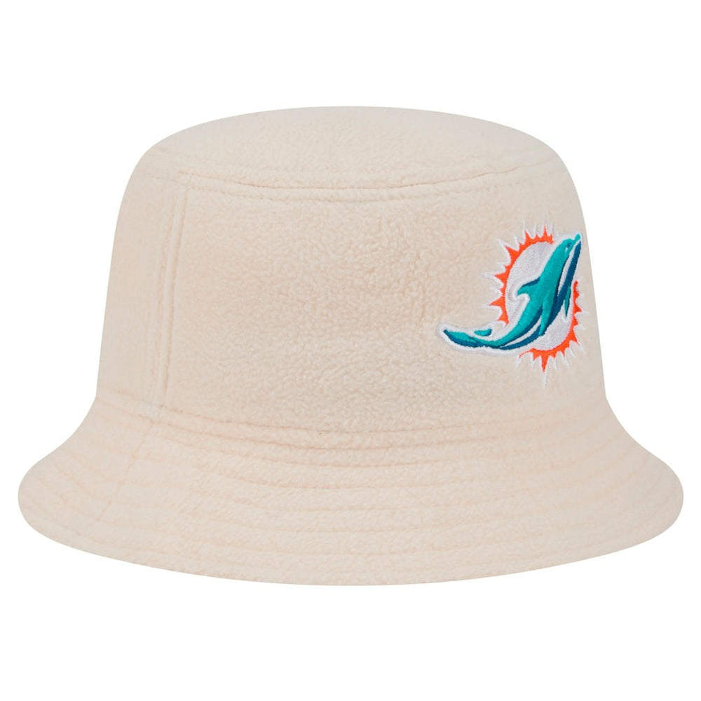 Miami Dolphins New Era Women's Cozy Sherpa Bucket Hat Cream - NFL