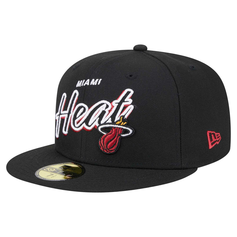 New Era - Miami Heat Sport Night Script Sided 59FIFTY Fitted Hat - Black