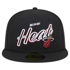 New Era - Miami Heat Sport Night Script Sided 59FIFTY Fitted Hat - Black