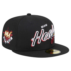 New Era - Miami Heat Sport Night Script Sided 59FIFTY Fitted Hat - Black