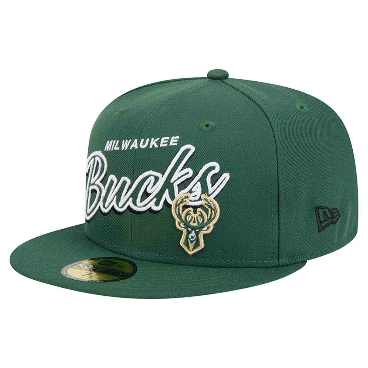 New Era - Milwaukee Bucks Sport Night Script Sided 59FIFTY Fitted Hat - Hunter Green
