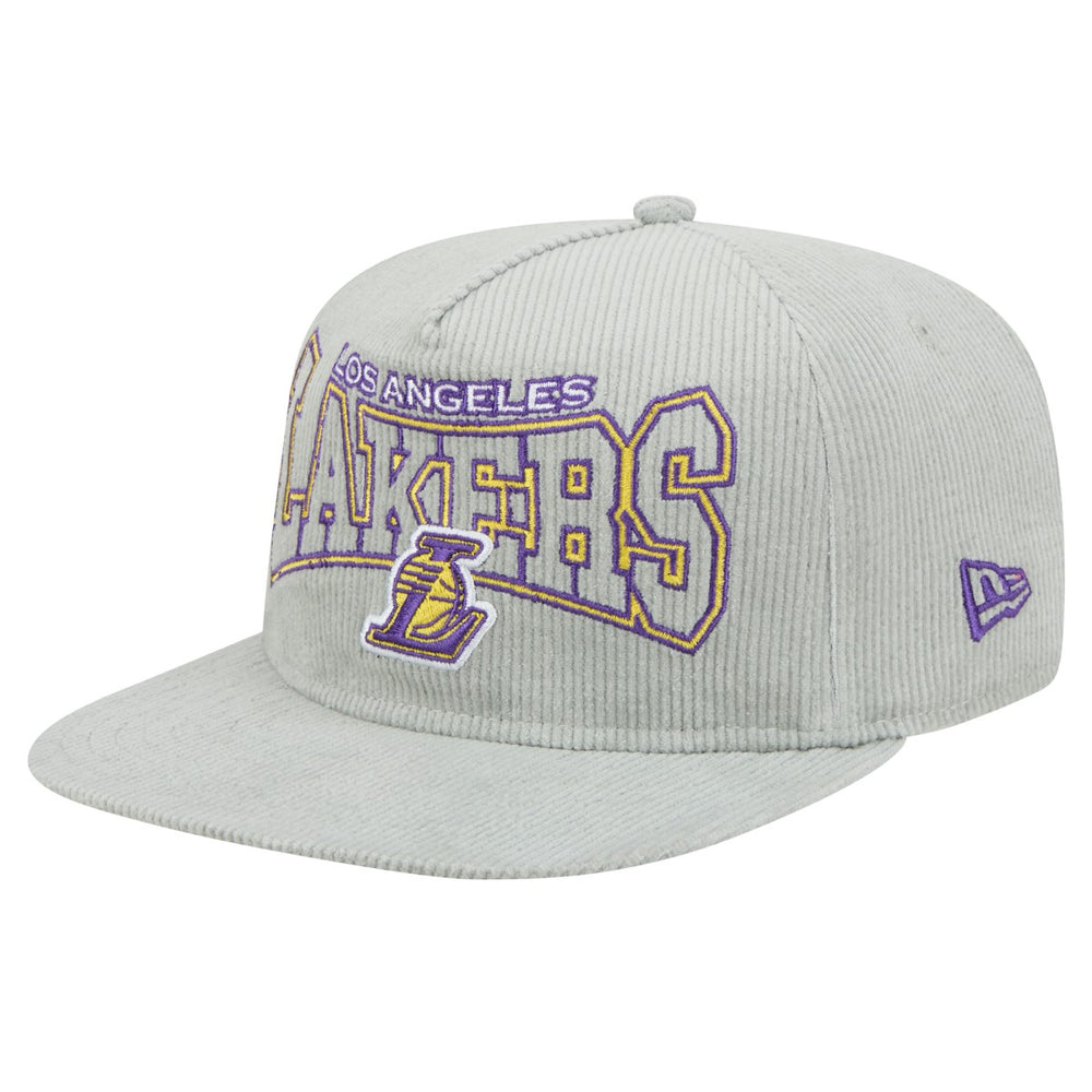 New Era - Los Angeles Lakers Throwback Corduroy Golfer Snapback Hat - Gray