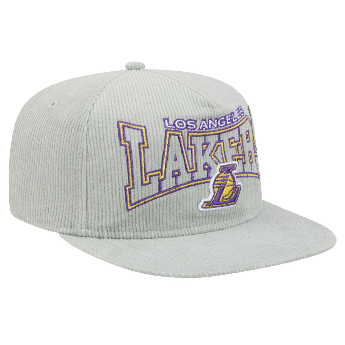 New Era - Los Angeles Lakers Throwback Corduroy Golfer Snapback Hat - Gray