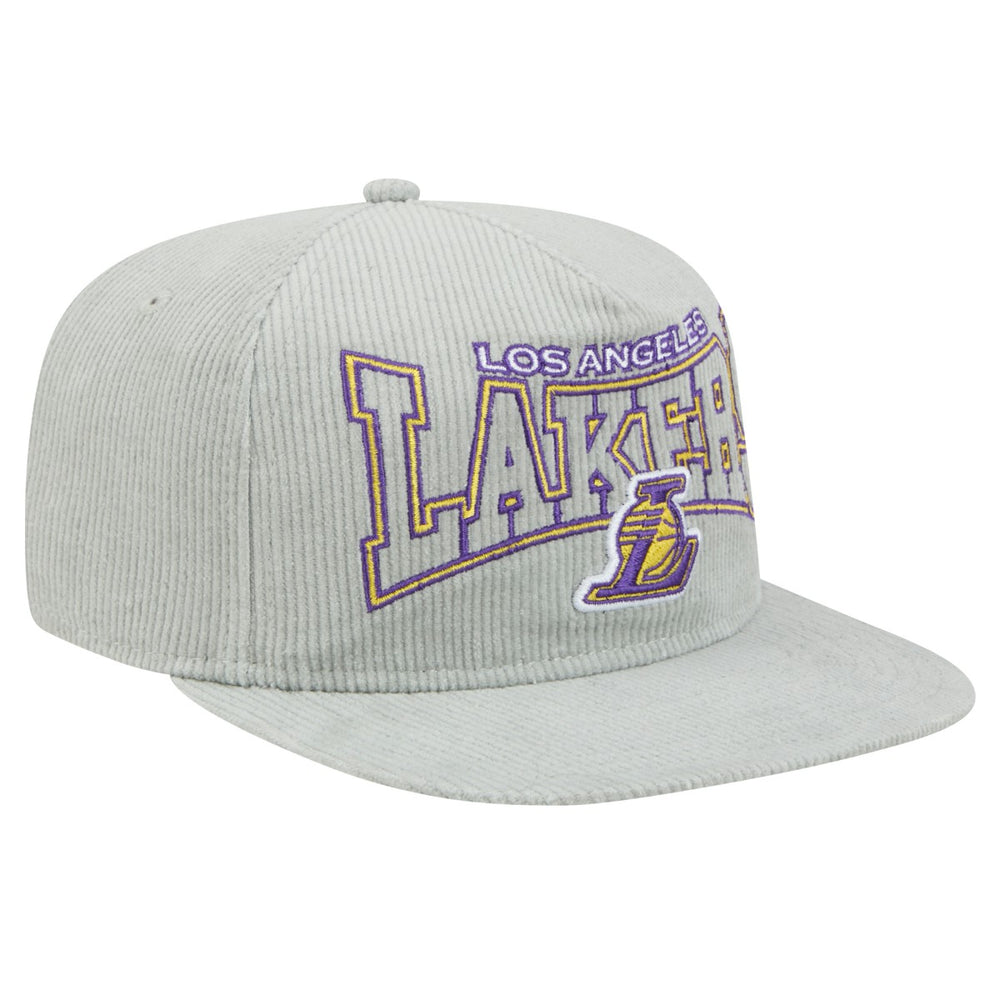 New Era - Los Angeles Lakers Throwback Corduroy Golfer Snapback Hat - Gray