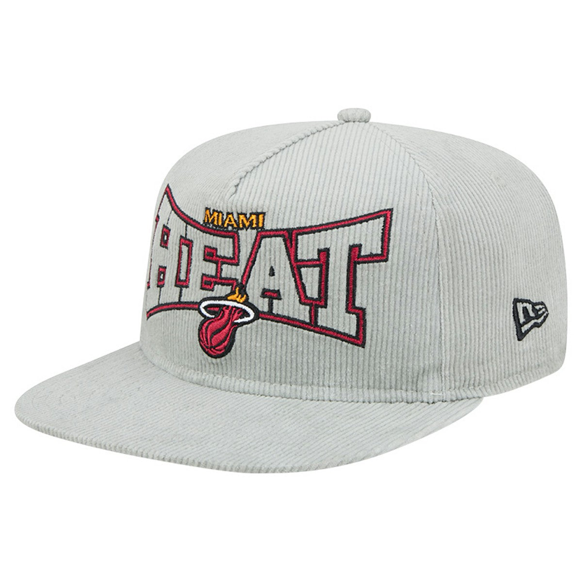 New Era - Miami Heat Throwback Corduroy Golfer Snapback Hat - Gray