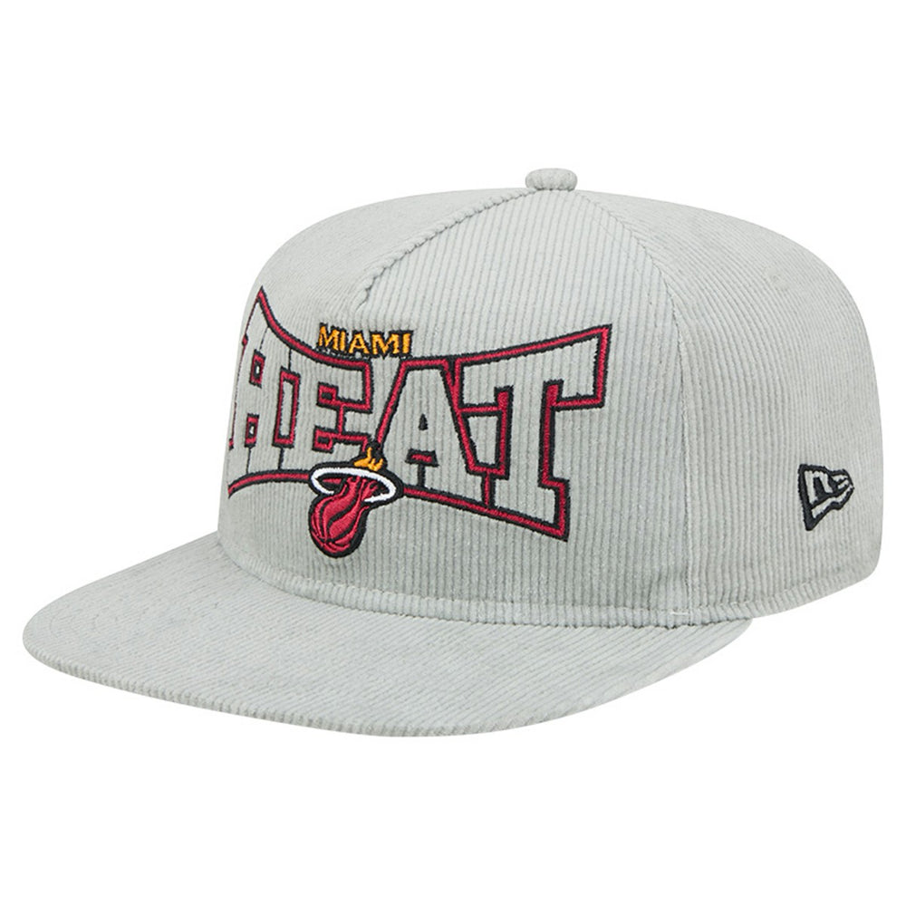 New Era - Miami Heat Throwback Corduroy Golfer Snapback Hat - Gray