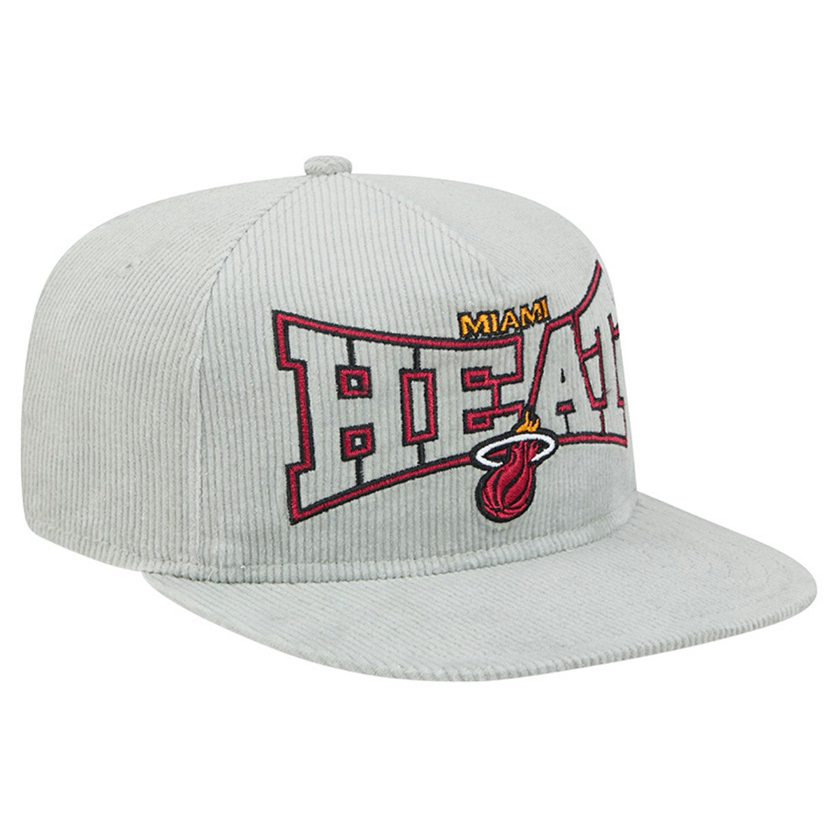 New Era - Miami Heat Throwback Corduroy Golfer Snapback Hat - Gray