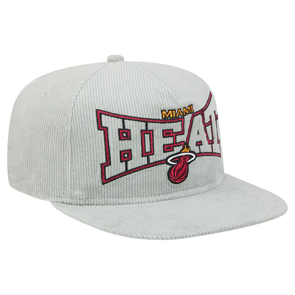 New Era - Miami Heat Throwback Corduroy Golfer Snapback Hat - Gray