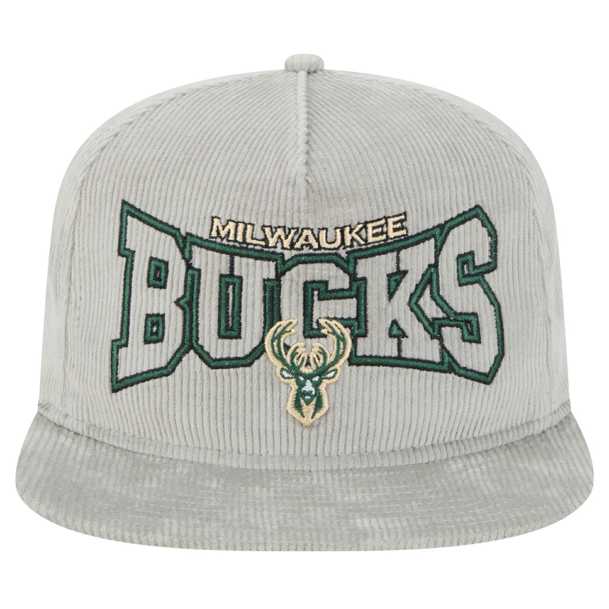 New Era - Milwaukee Bucks Throwback Corduroy Golfer Snapback Hat - Gray