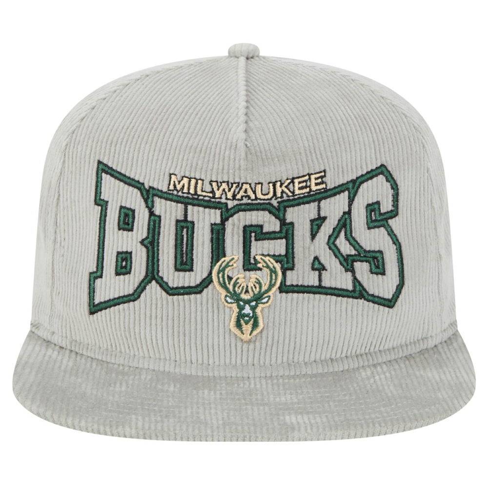 New Era - Milwaukee Bucks Throwback Corduroy Golfer Snapback Hat - Gray