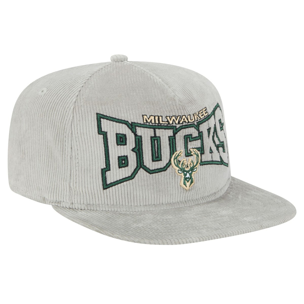 New Era - Milwaukee Bucks Throwback Corduroy Golfer Snapback Hat - Gray