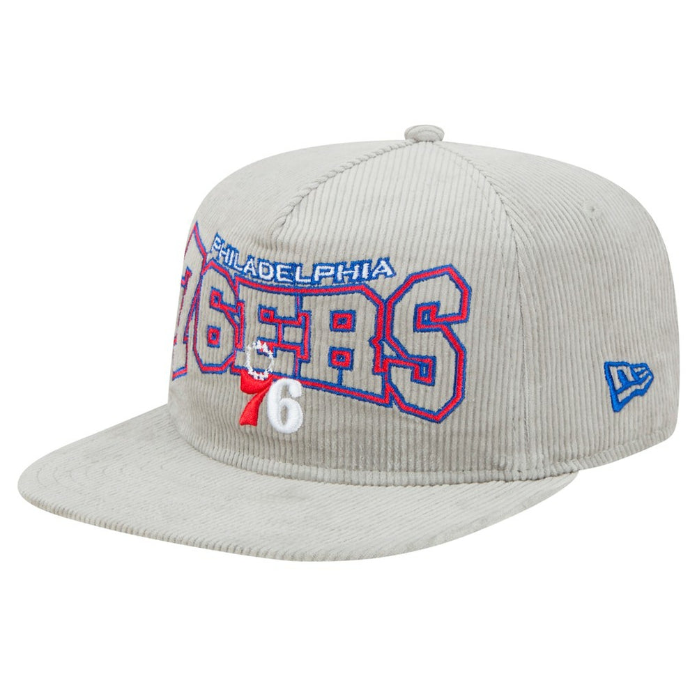 New Era - Philadelphia 76ers Throwback Corduroy Golfer Snapback Hat - Gray