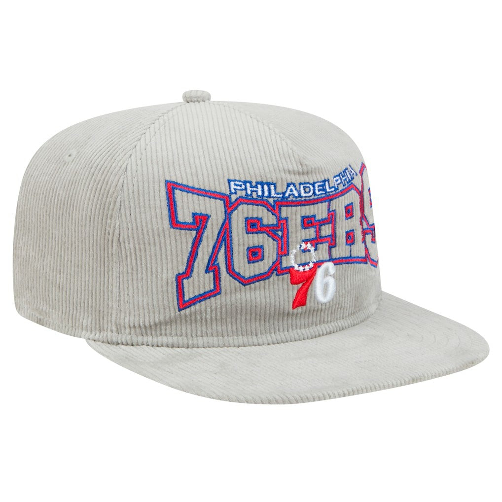 New Era - Philadelphia 76ers Throwback Corduroy Golfer Snapback Hat - Gray